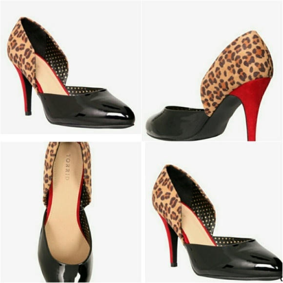 Torrid Black and Leopard Print Heels - Picture 2 of 8